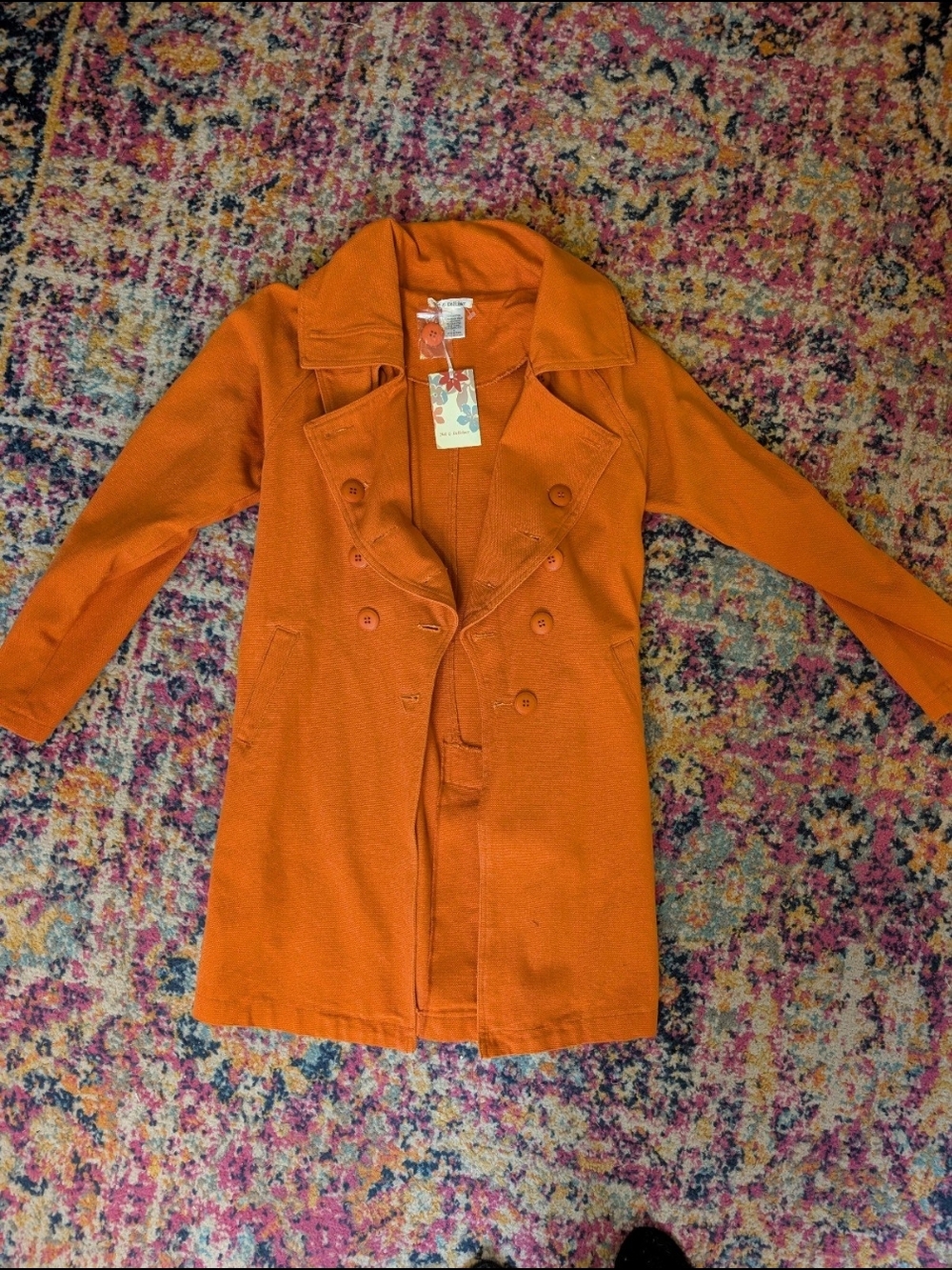 Hot & Delicious Orange Double-Breasted Pea Coat